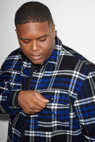 Exclu web - CLOCKHOUSE - chemise en flanelle - relaxed fit - col kent - à carreaux - bleu  / noir