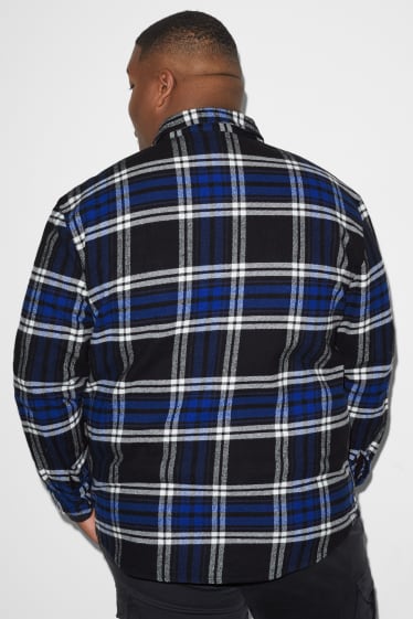Exclu web - CLOCKHOUSE - chemise en flanelle - relaxed fit - col kent - à carreaux - bleu  / noir