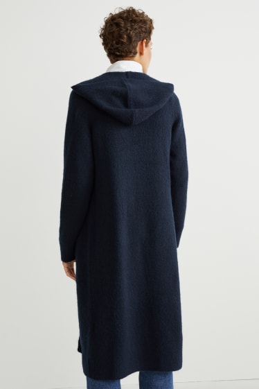 Women - Cardigan with hood - dark blue
