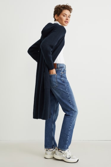 Women - Cardigan with hood - dark blue