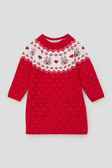 Baby Girls - Vestito in maglia natalizio neonate - rosso