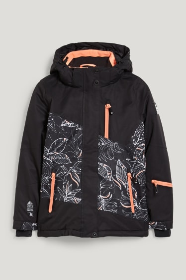 Kids Girls - Skijacke mit Kapuze - schwarz