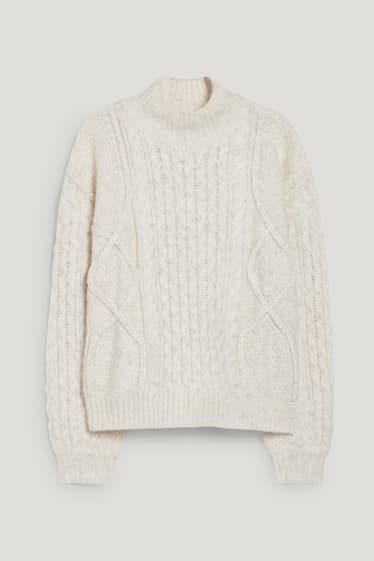 Femmes - Pullover - matière recyclée - blanc-chiné
