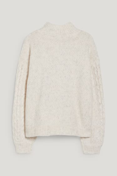 Femmes - Pullover - matière recyclée - blanc-chiné