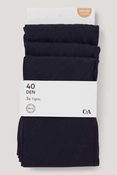 Kids Girls - Multipack 3er - Feinstrumpfhose - 40 DEN - dunkelblau