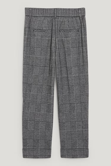 Donna - Pantaloni di jersey - tapered fit - a quadretti - grigio / nero