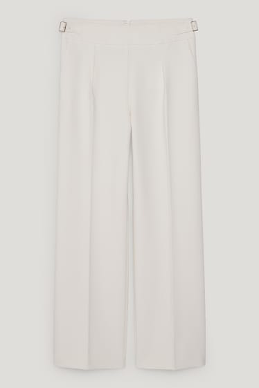 Dámské - Kalhoty - high waist - wide leg - krémově bílá
