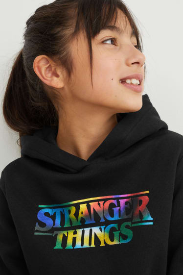 Bambine: - Stranger Things - felpa con cappuccio - nero
