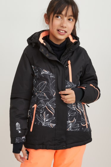 Kids Girls - Skijacke mit Kapuze - schwarz