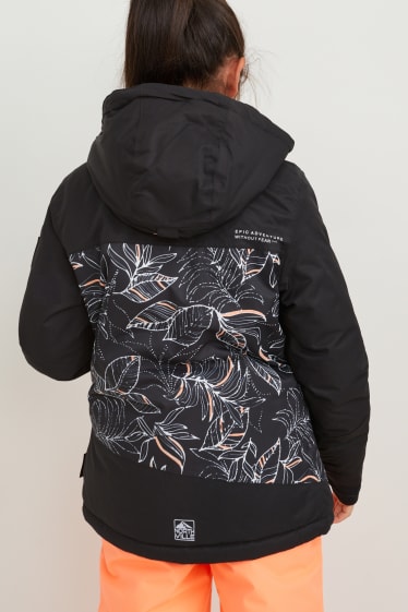 Kids Girls - Skijacke mit Kapuze - schwarz