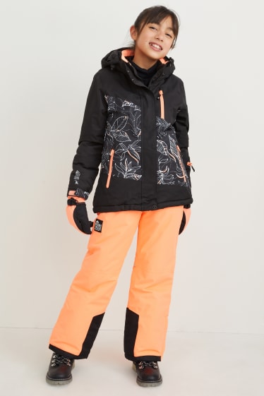 Kids Girls - Skijacke mit Kapuze - schwarz