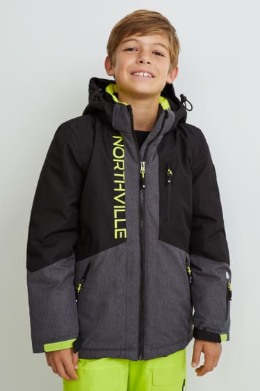 Niños - Chaqueta de esquí con capucha - negro
