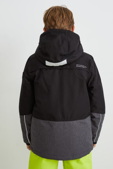 Niños - Chaqueta de esquí con capucha - negro