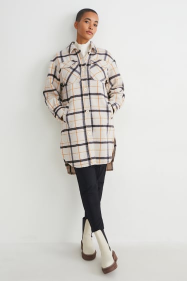 Damen - Shacket - kariert - beige-melange