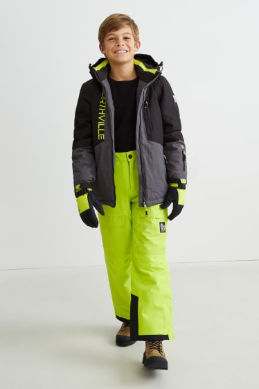 Niños - Chaqueta de esquí con capucha - negro