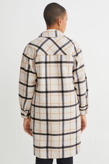 Damen - Shacket - kariert - beige-melange