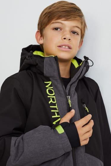 Niños - Chaqueta de esquí con capucha - negro