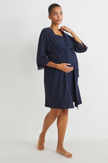 Mujer - Set - camisón para la lactancia y bata - 2 piezas - azul oscuro