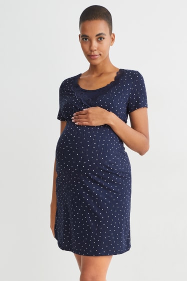 Mujer - Set - camisón para la lactancia y bata - 2 piezas - azul oscuro