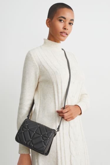 Dames - Kleine schoudertas - imitatieleer - zwart