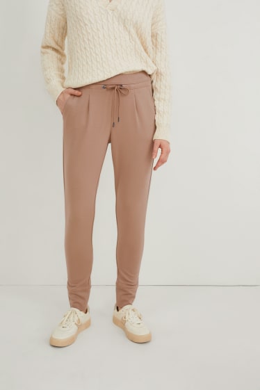 Damen - Jersey-Hose - Tapered Fit - havanna