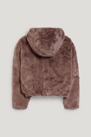 Clockhouse femme - CLOCKHOUSE - veste en fausse fourrure avec capuche - Café