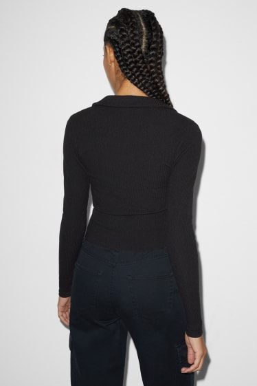 Exclusiu online - CLOCKHOUSE - samarreta de màniga llarga crop - negre