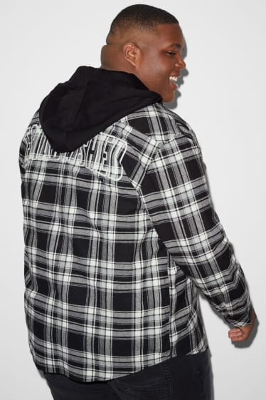 Exklusiv Online - CLOCKHOUSE - Hemdjacke mit Kapuze - kariert - schwarz / weiß