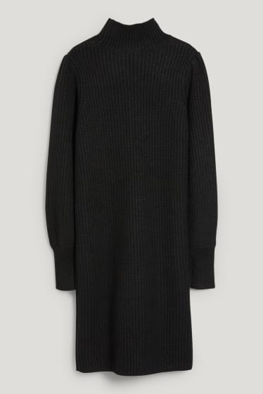 Donna - Vestito in maglia con componente di alpaca - nero