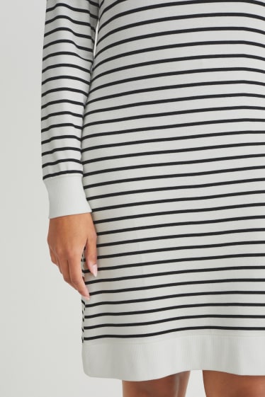 Damen - Bigshirt - gestreift - schwarz / beige