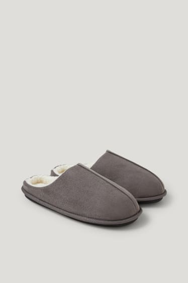 Men - Hausschuhe - Velourslederimitat - gray