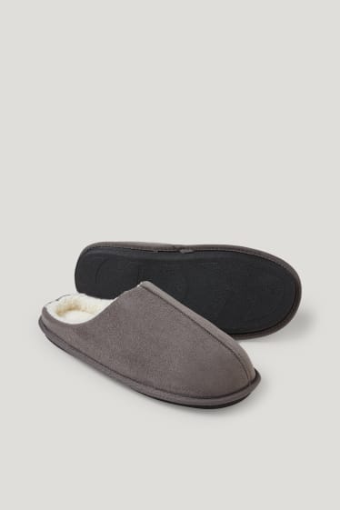 Men - Hausschuhe - Velourslederimitat - gray