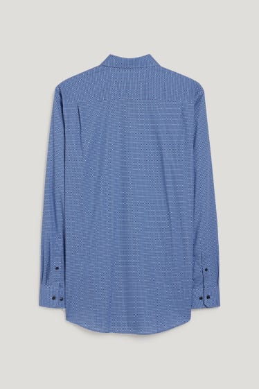Hommes - Chemise de bureau - coupe droite - col kent - facile à repasser - à motif - bleu foncé