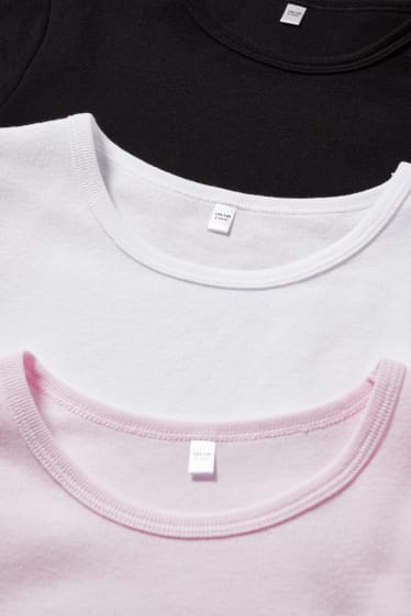 Niñas - Pack de 3 - camisetas interiores - negro / rosa