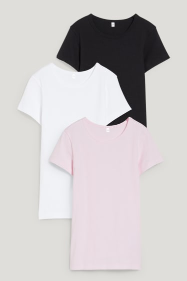 Niñas - Pack de 3 - camisetas interiores - negro / rosa
