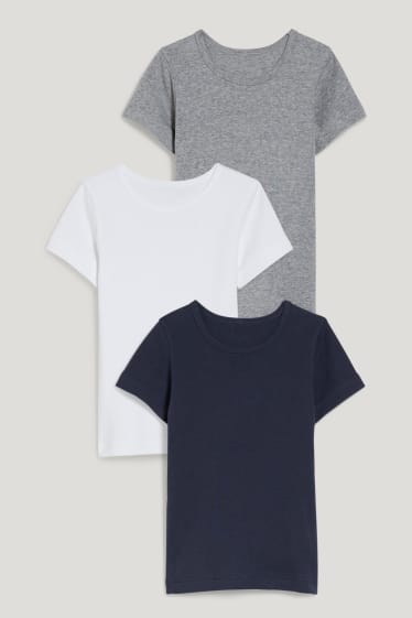Chlapecké - Multipack 3 ks - podvlékací triko - světle šedá-žíhaná