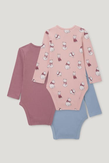 Baby Girls - Wielopak, 3 szt. - body niemowlęce - bawełna bio - jasnoróżowy