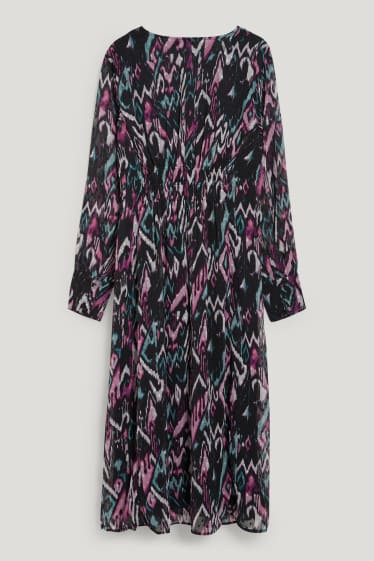 Damen - Chiffon-Kleid - gemustert - schwarz