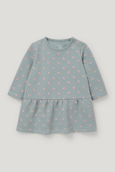 Baby Girls - Rochie din molton bebeluși - cu flori - verde