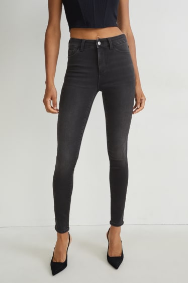 Dona - Skinny jeans - cintura alta - pantalons tèrmics - LYCRA® - texà gris fosc