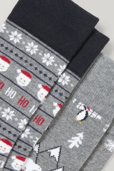 Hommes - Lot de 2 paires - chaussettes de Noël - LYCRA®- matière recyclée - gris