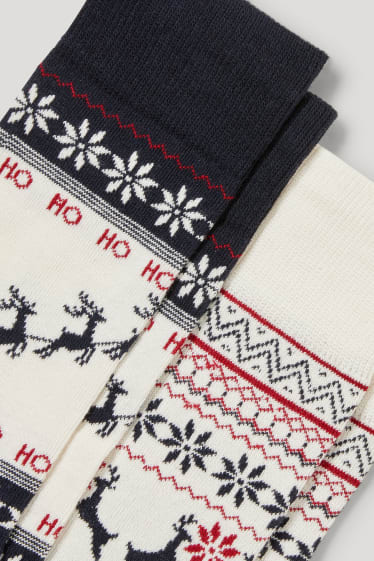 Heren - Set van 2 paar - kerstsokken - biokatoen - LYCRA® - crèmekleurig