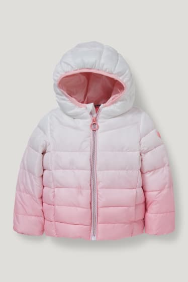 Toddler Girls - Steppjacke mit Kapuze - weiß / rosa