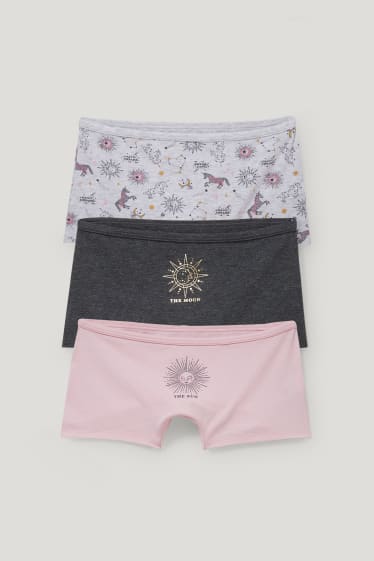 Bambine: - Confezione da 3 - boxer - grigio / rosa