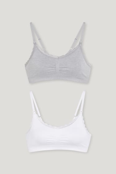Mujer - Pack de 2 - sujetadores de lactancia sin aros - blanco / gris