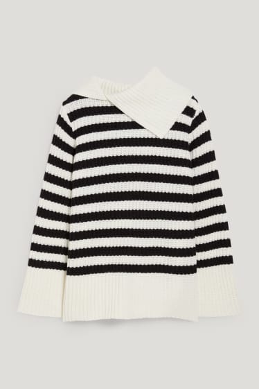 Femmes - Pullover - à rayures - noir / blanc
