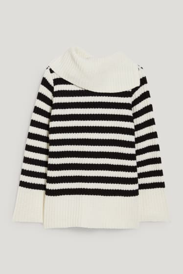 Femmes - Pullover - à rayures - noir / blanc