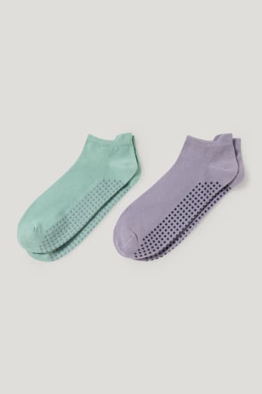 Dames - Set van 2 paar - antislip-sneakersokken - lichtpaars