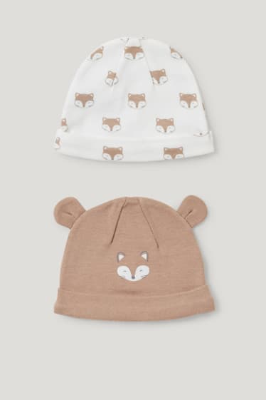 Bébé filles - Lot de 2 - bonnets pour bébé - beige