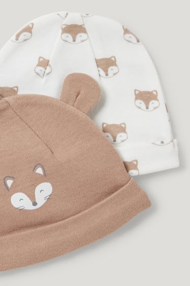 Bébé filles - Lot de 2 - bonnets pour bébé - beige